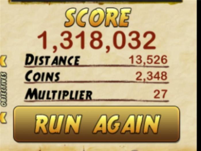 High score temple run 2