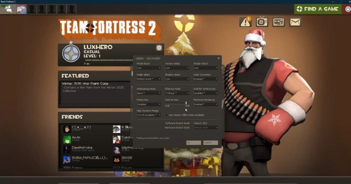 Team fortress 2 settings