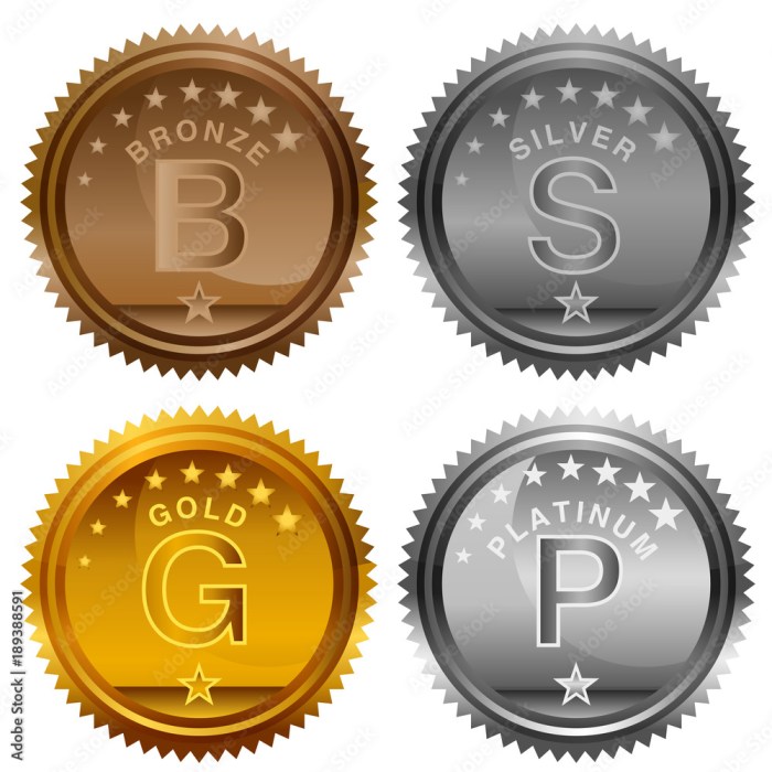 Diamond platinum gold silver icons awards vector stock set