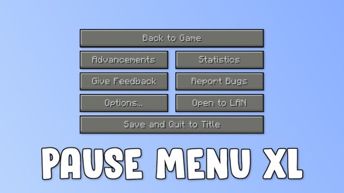Minecraft pause screen