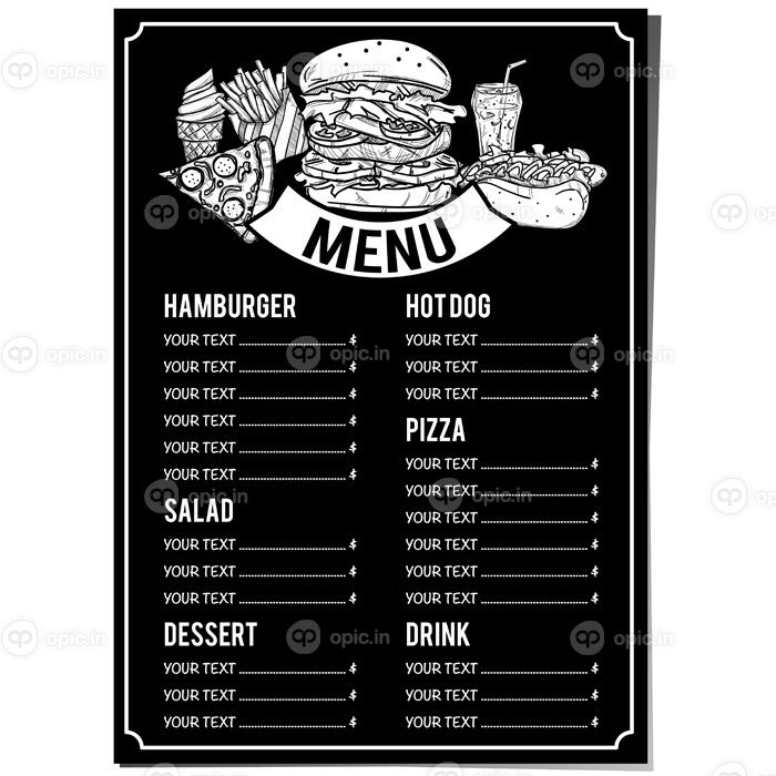 Black and white menu