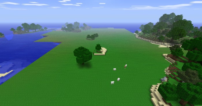 Minecraft seed flat lands building plains good biome large mountains cool