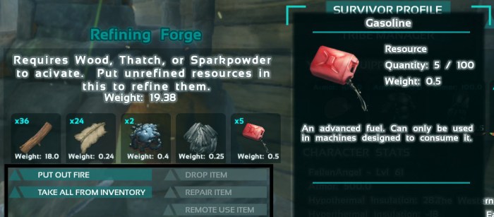 Ark gas gasoline survival evolved craft