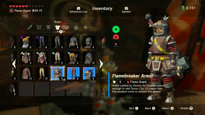 Zelda armor wild breath sets botw helm shacknews price shop chuchu goron