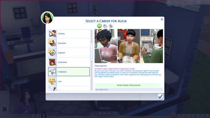 Sims 4 self employment