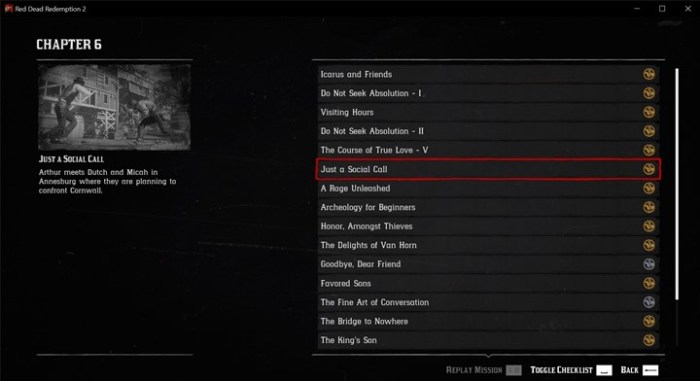 Chapter 2 missions rdr2