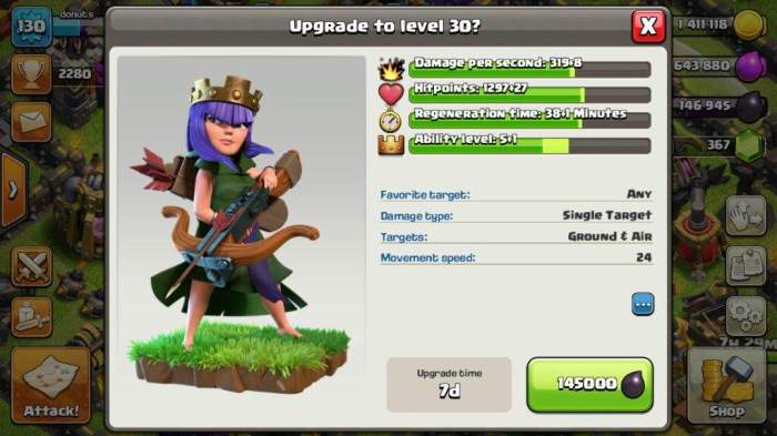 Coc archer queen levels