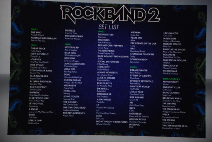 All songs in rock band 2