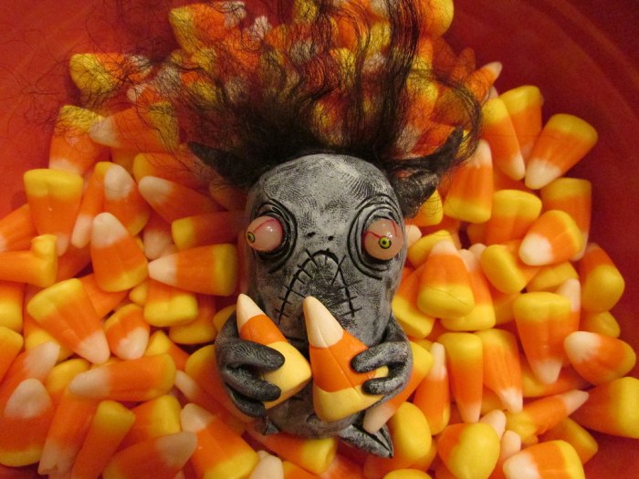 Creepy candy corn cob