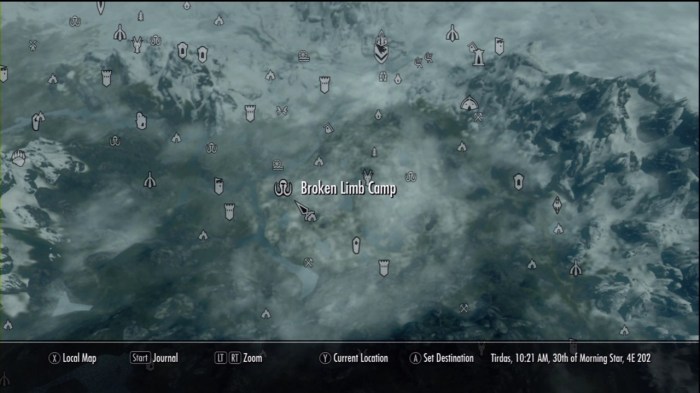 Broken limb camp skyrim