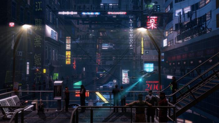 Down the street cyberpunk