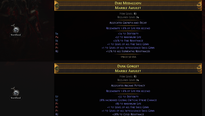 Amulets path of exile