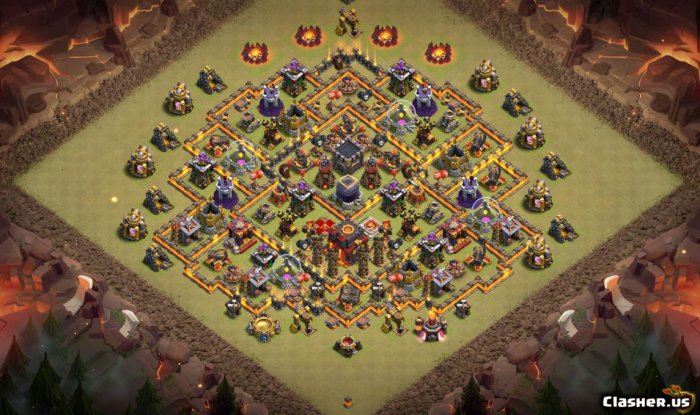 Base th4 link anti copy plan clans clash unbeatable air hall town loot th defence