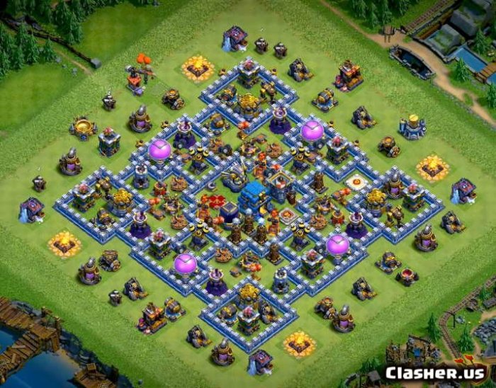 Clash clans th4 coc layout clan replay