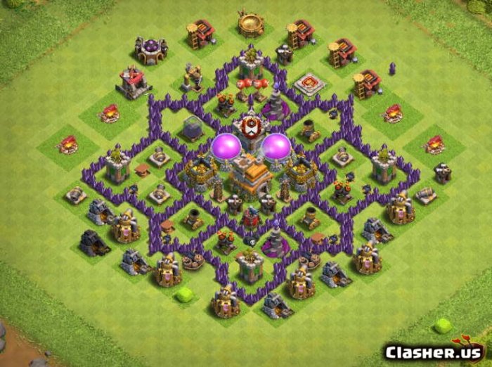 Base th7 hall town farming clash clans layout