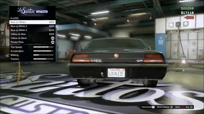 Number gta plate stylish car