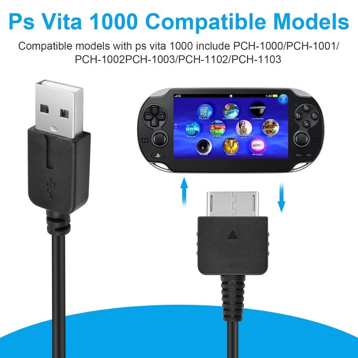 Vita ps cable 2000 charger psvita usb sony slim charging playstation sync psv data cord transfer adapter power