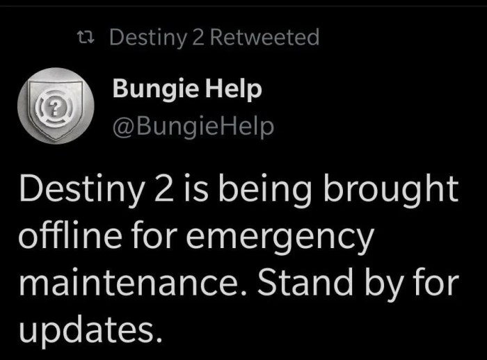 Destiny down maintenance status server pc why game error emergency reports multiple taken following but back now