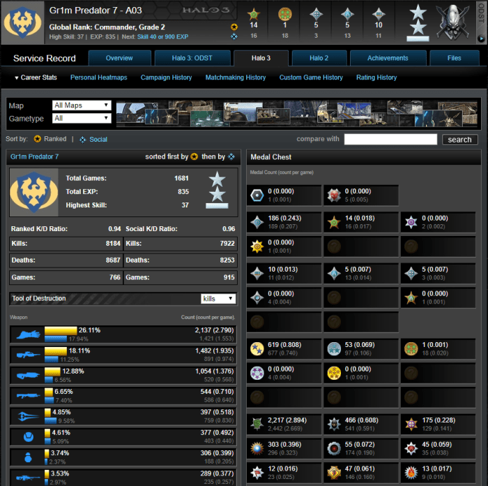 Halo 3 service record