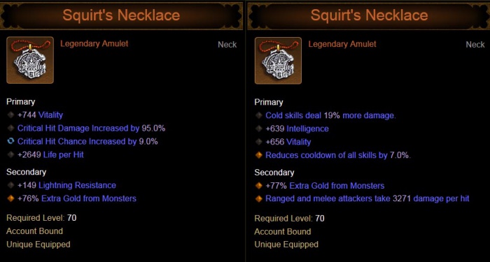 Diablo 3 squirts necklace