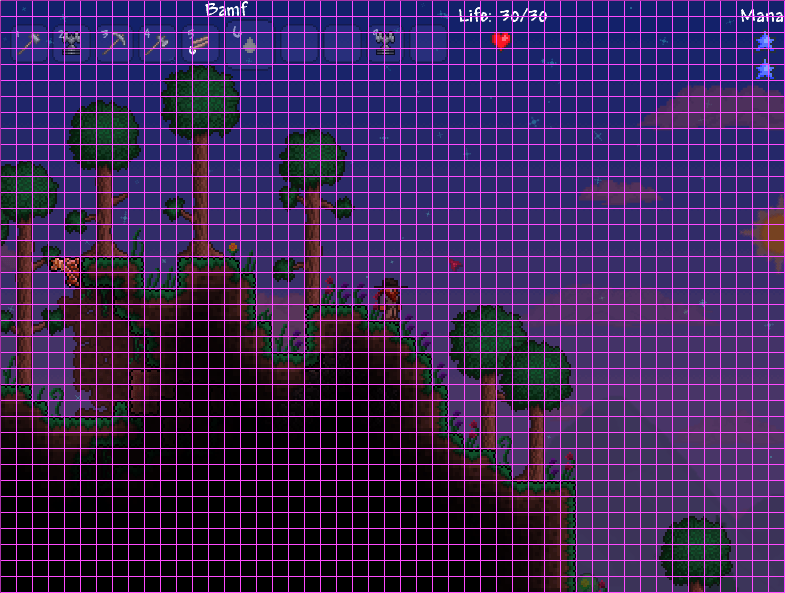 Terraria grid on screen