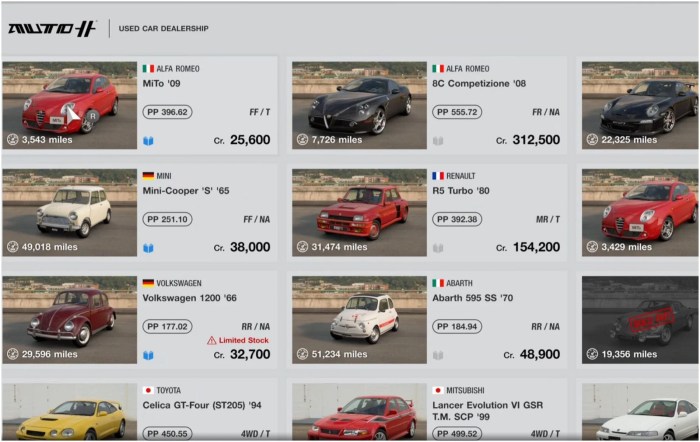 Gran turismo 7 used cars