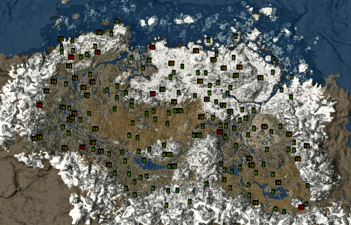 Skyrim map by level