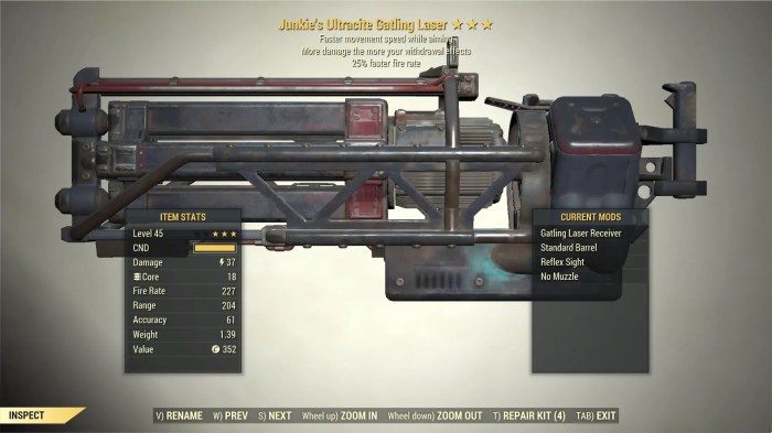 Fallout 76 gatling laser