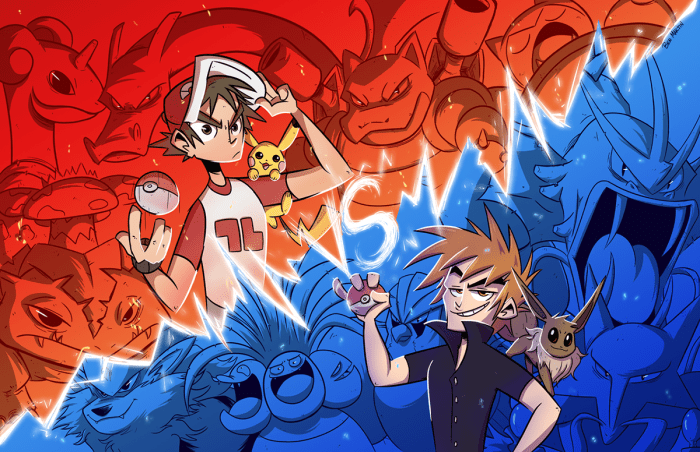 Red vs blue pokemon