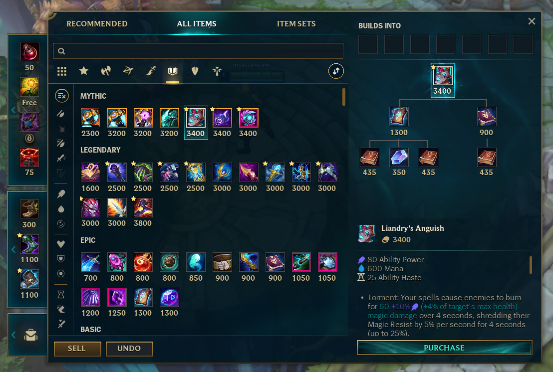 League new support items