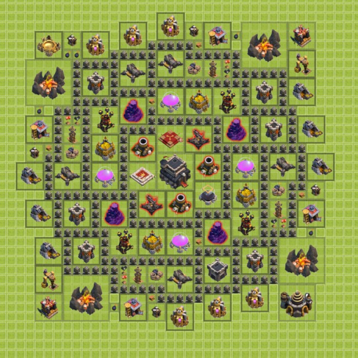 Base hall layout town th5 hybrid defense clash clans trophy good barbarian dark