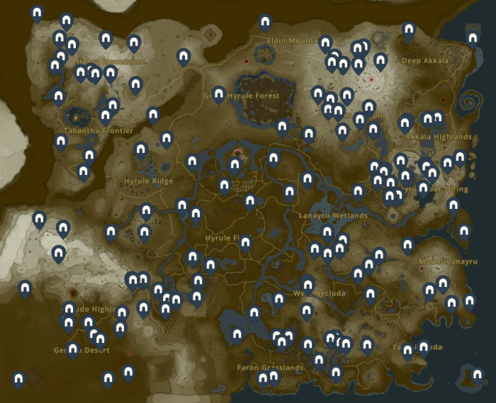 Totk map of all caves