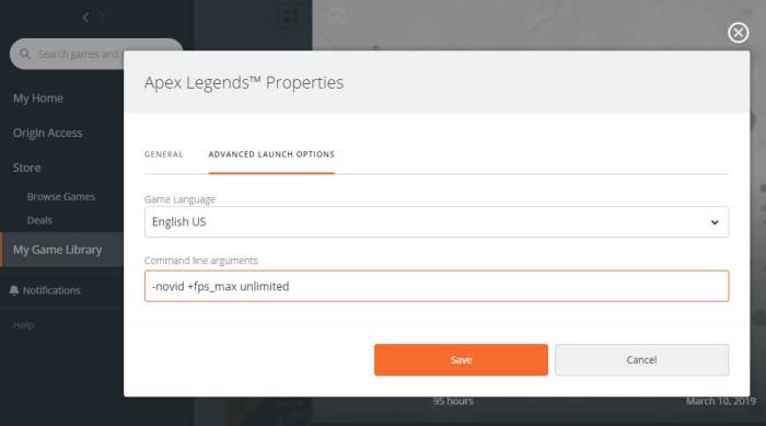 Apex legends steam launch helpful options version gamepretty parameters further research found little