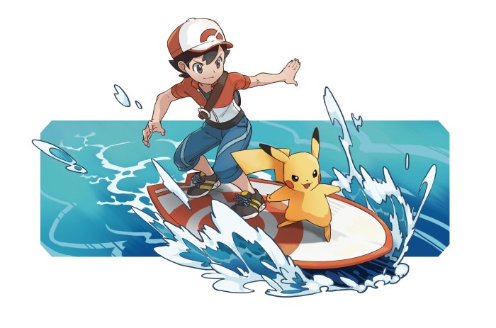 Pikachu on a surfboard