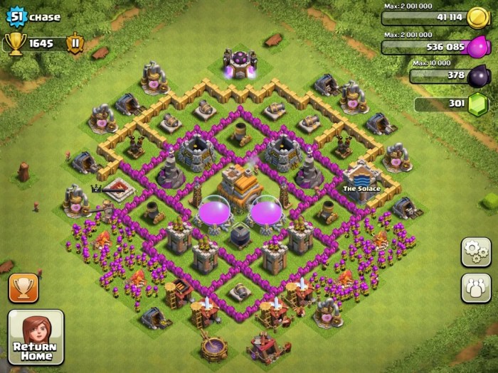 Hall town level clans clash base designs