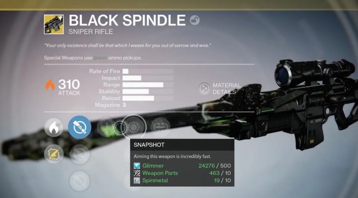 Destiny sniper rifle exotic spindle king taken exotics