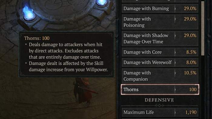 Diablo 4 thorn damage