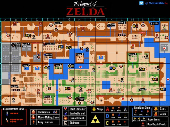 Zelda map legend nes overworld secrets original maps zelda1 manual quack back source spoilers desktop quiz wallpaper