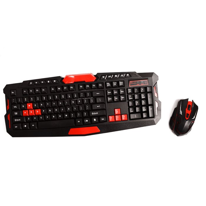 Red keyboard and mouse