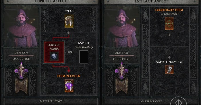 Using aspects diablo 4