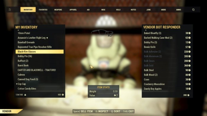 Fallout price vending items