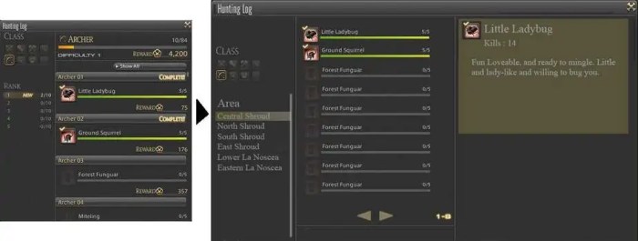 Hunting log guide ffxiv