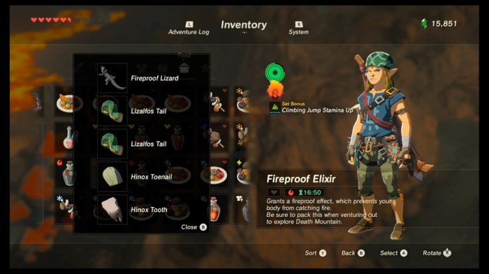 Fire elixir recipe botw