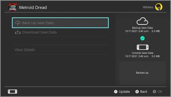 Download save data switch