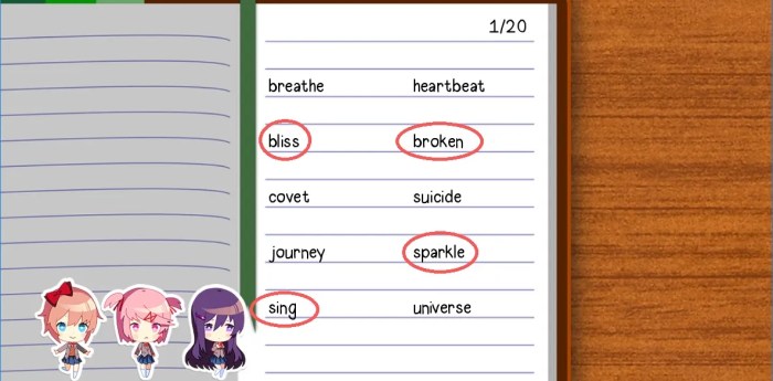 Sayori words poem game