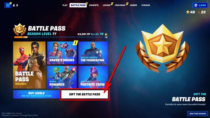 Gift battle pass fortnite