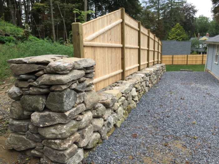 Fence on stone wall