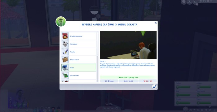 Sims career gamer converted mod