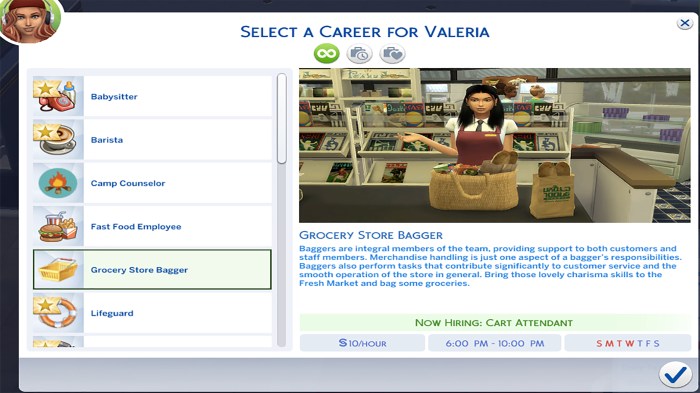 Part time sims jobs job sim guide payments rewards need know