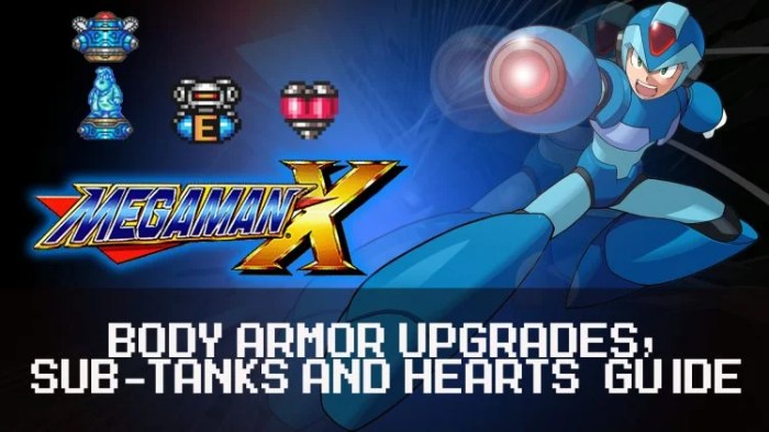 Mega man upgrades armor tanks sub heart guide body fextralife stage